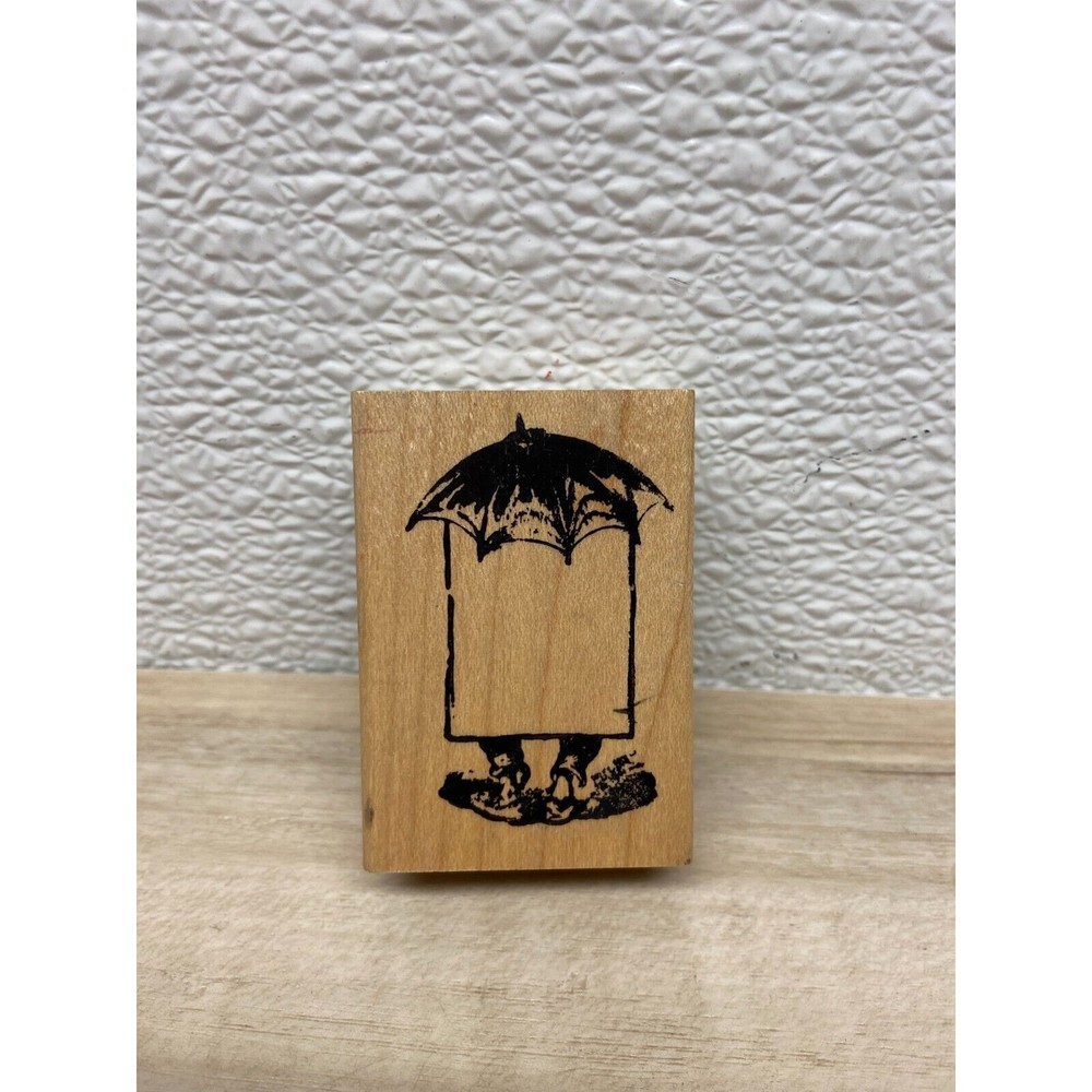 Exellence Man Umbrella Wood Mounted Rubber Stamp